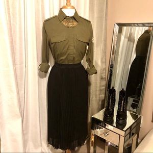 Roxy Military Influence Button Down Shirt Sz XS